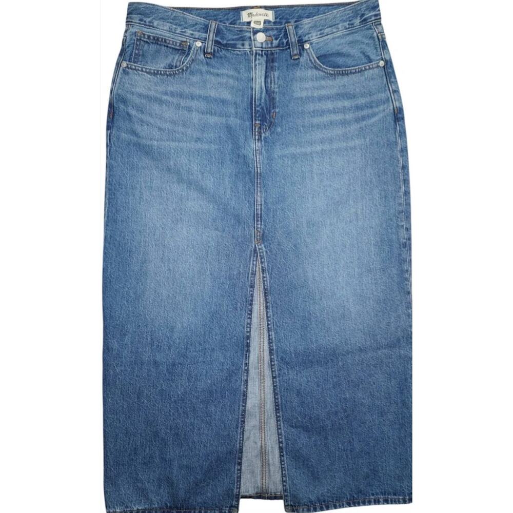 Madewell Denim Front-Slit Midi Skirt